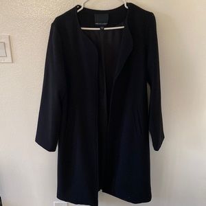 Harlowe & Graham Black Long Open Front Coat